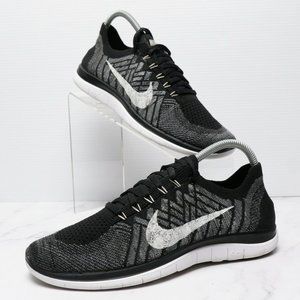 Nike Women's Free 4.0 Flyknit Size 8.5 Running Shoes Oreo Black 717076-001